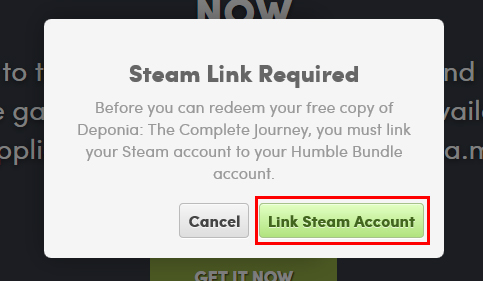 「Link Steam Account」をクリック