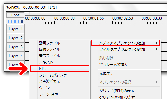 「メディアオブジェクトの追加」から「図形」を選択