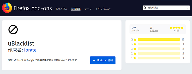 Firefox版「uBlacklist」