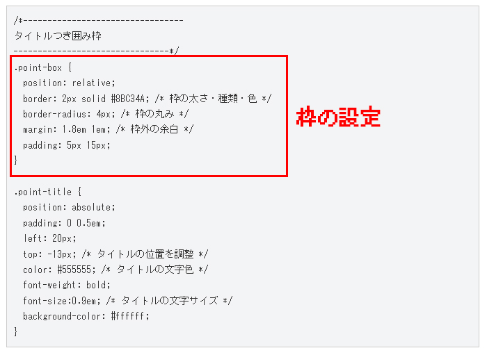 シンプルな「タイトルつき囲み枠」のつくり方 CSS解説１