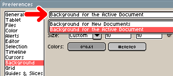 「Background for the Active Document」と「Background for New Documents」
