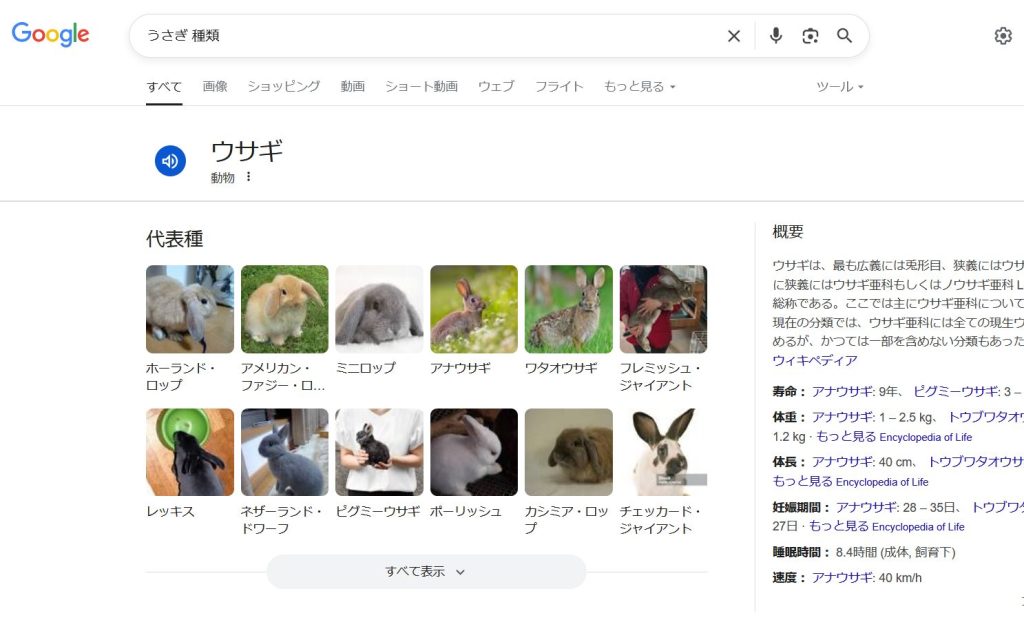 通常の結果表示