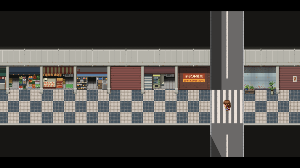 【RPGツクールMZ】「どらぴかドットマップ素材 現代街編」　アーケード商店街