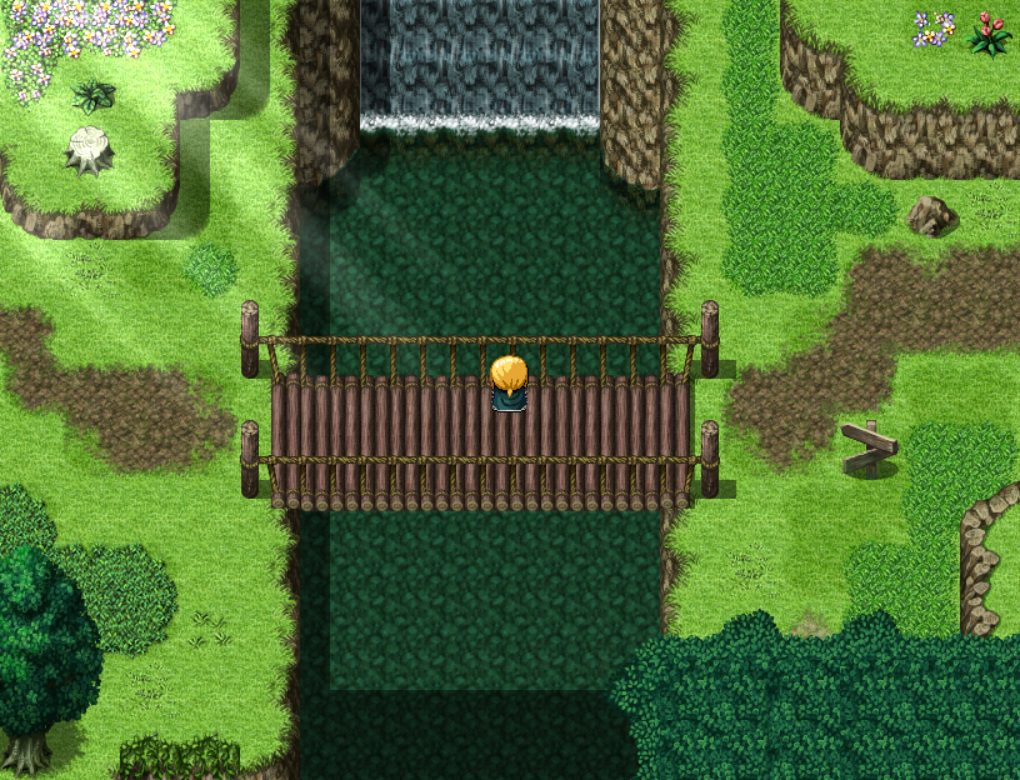 【RPGツクールMZ】FSM マップ素材集 ～森と洞窟セット～　川と橋と滝