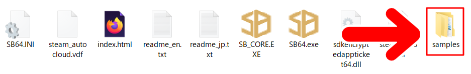 「samples」フォルダ